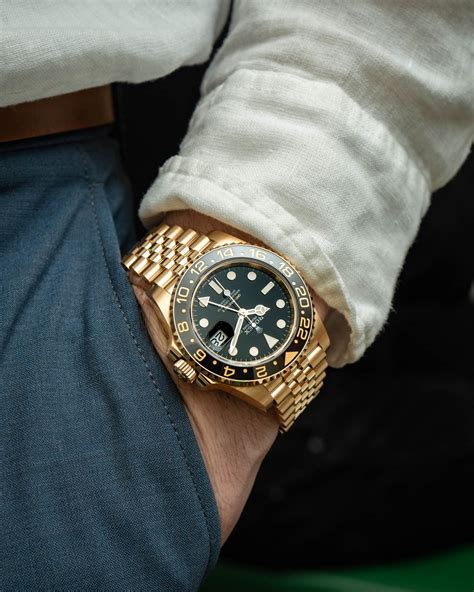 rolex gold gmt master ii|Rolex master 2 gold bracelet.